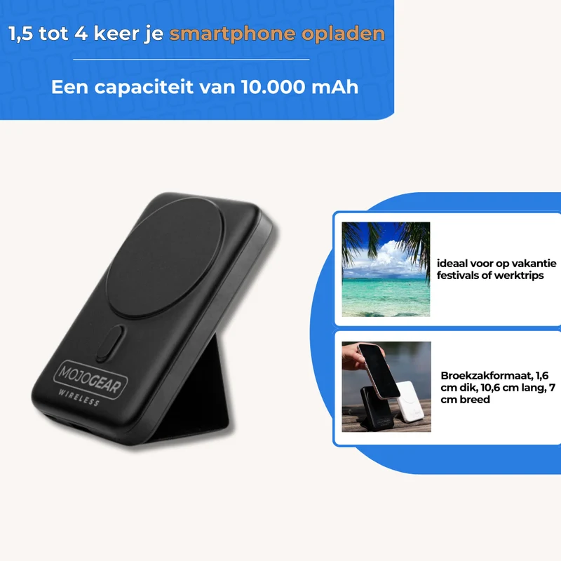 MOJOGEAR Kabellose MagSafe Powerbank 10.000 mAh – Schwarz