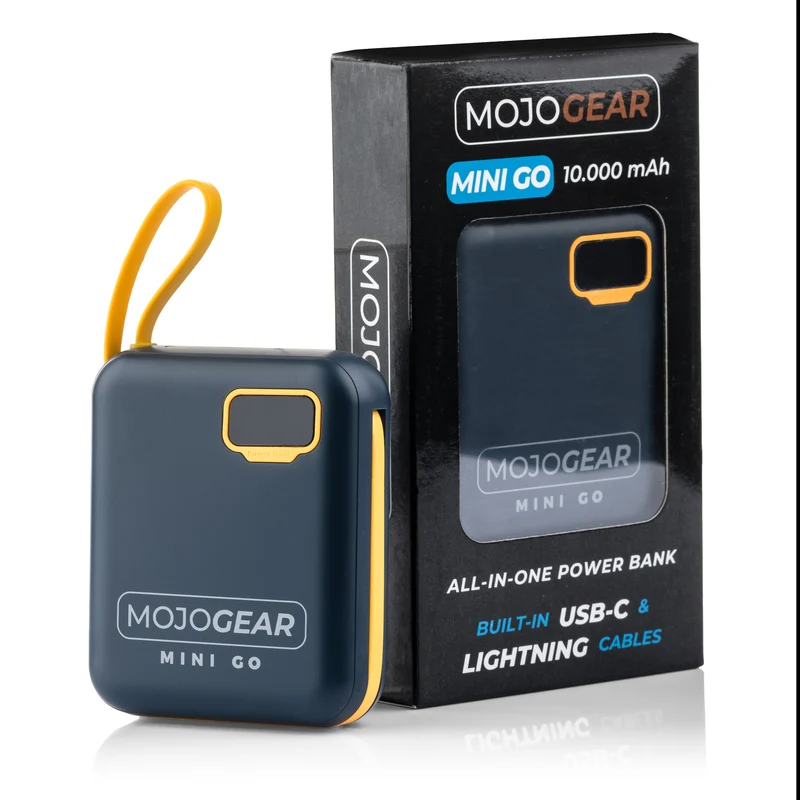 MOJOGEAR MINI GO 10.000mAh Powerbank mit Kabeln - Blau