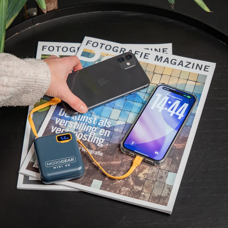 MOJOGEAR MINI GO 10.000mAh Powerbank mit Kabeln - Blau