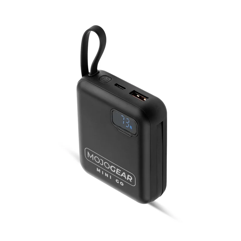 MOJOGEAR MINI GO 10.000 mAh Powerbank mit integrierten Kabeln – Schwarz