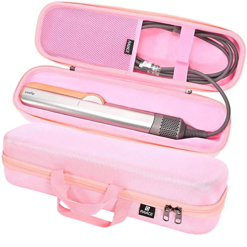 RAIACE Hard Carrying Case Compatible with dyson airstrait straightener, Travel Storage Bag. (for sale is case only) Pink