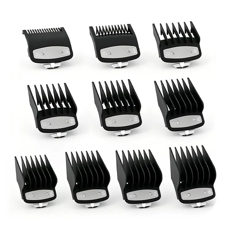 10 Sizes Hair Cutting Guide Comb Set, Skinfriendly Plastic Guards for Cordless Electric Hair Clippers, Full Range Cutting Lengt