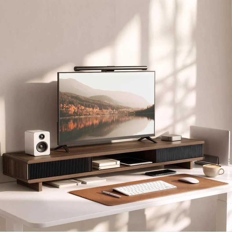 UniAbode Dual Monitor Stand Riser with Storage Drawer for Desk Organization