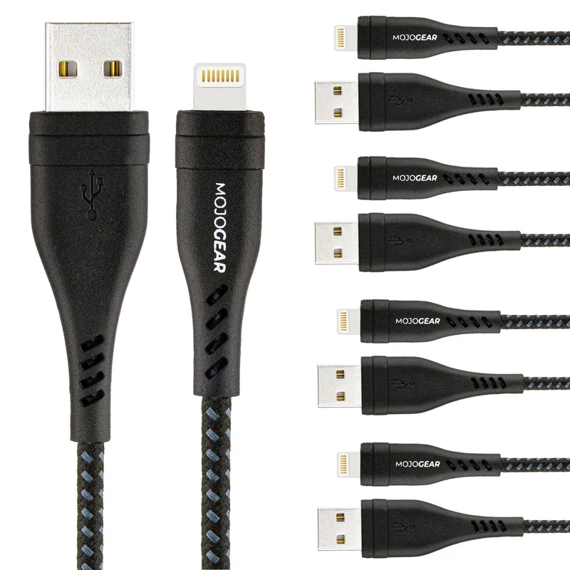 5x MOJOGEAR Apple Lightning auf USB-Kabel Extra Stark [VORTEILSPACK]