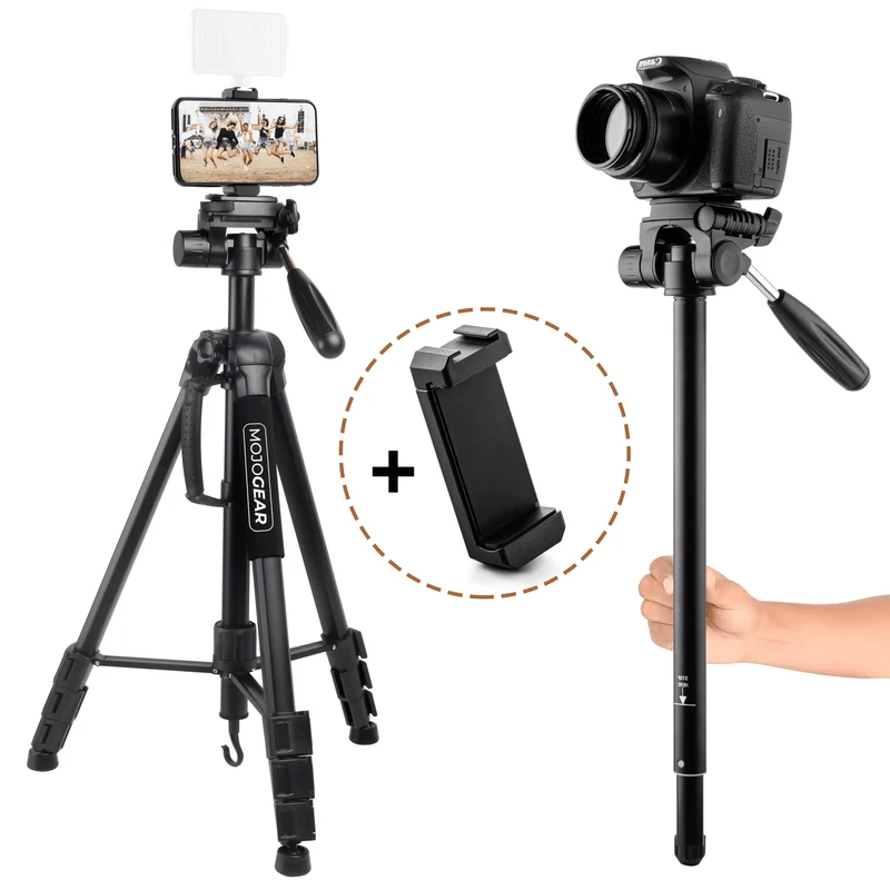 MOJOGEAR 177 cm 2-in-1-Kamera- und Telefonstativ: Dreibeinstativ und Einbeinstativ