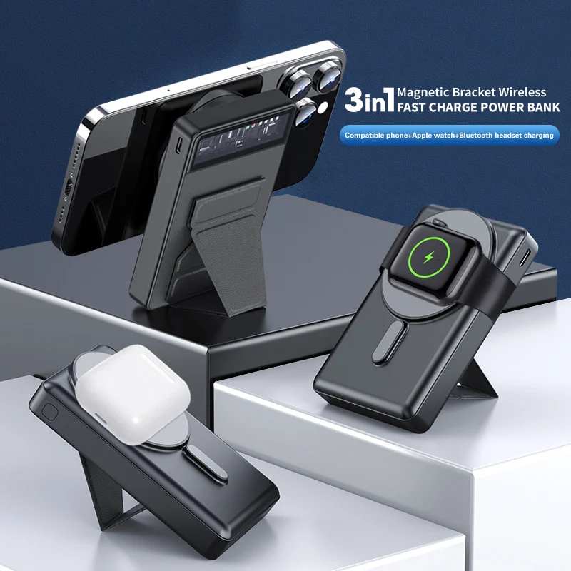 MOJOGEAR 3-in-1 Kabelloses Telefon+Uhr - MagSafe Powerbank 10.000 mAh