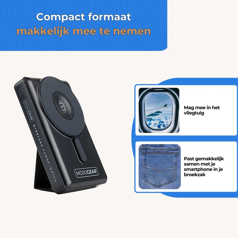 MOJOGEAR 3-in-1 Kabelloses Telefon+Uhr - MagSafe Powerbank 10.000 mAh