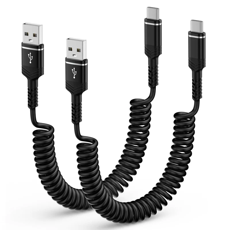 USB A to USB C Charger Cable 3FT for Car Coiled Cord Compatible for Moto