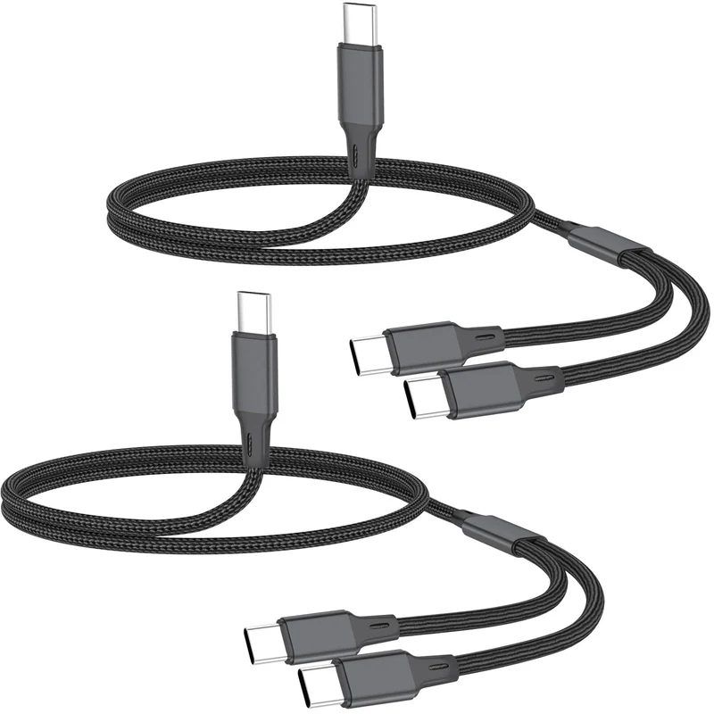 USBC to Dual USB C Charging Cable(2Pack 6.6FT),USBC Splitter Charge Cable, 2 in 1 Multi Charger Cord with 2TypeC Compatible wi