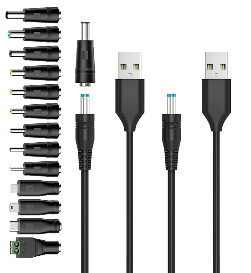 5V USB A to DC 5.5 2.1mm Barrel Jack Power Cord Kit for 5V 3A 2A Devices