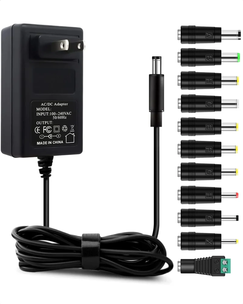 15V 3A AC Adapter Power Supply Charger [15 Volts 3 Amps Regulated Switching Power] with 11 Interchangeable DC Plug for 500mA 600