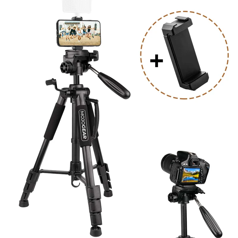 MOJOGEAR 140 cm Kamera- und Telefonstativ mit Premium-Telefonhalterung