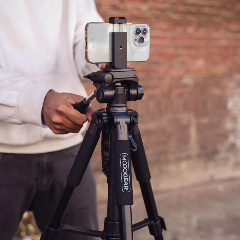 MOJOGEAR 140 cm Kamera- und Telefonstativ mit Premium-Telefonhalterung