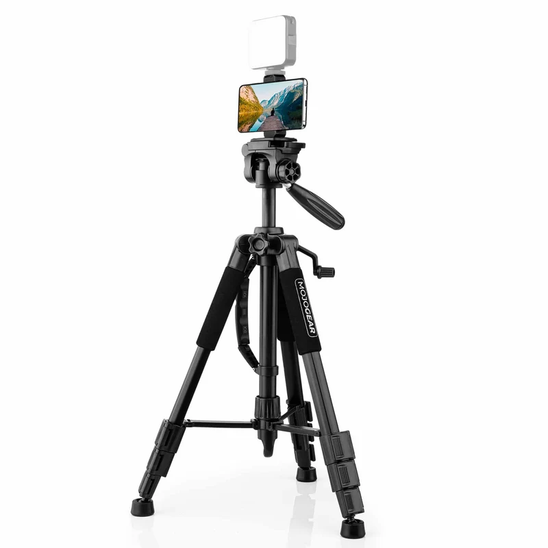 MOJOGEAR 140 cm Kamera- und Telefonstativ mit Premium-Telefonhalterung