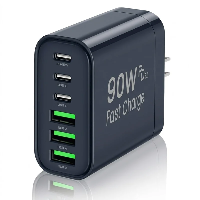 90W GaN USB C Charger Block,6Port USB C Wall Charger Fast Charging 45W PD Power Adapter for iPhone 17Pro Max/Samsung Galaxy S24