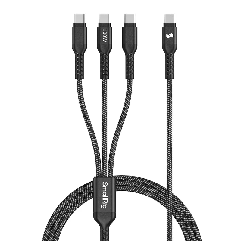 SMALLRIG 3in1 USBC Charging Cable, 100W Fast Charge & USB 2.0 Data Transfer, Durable Triple Fast Charging Cord with 3 TypeC