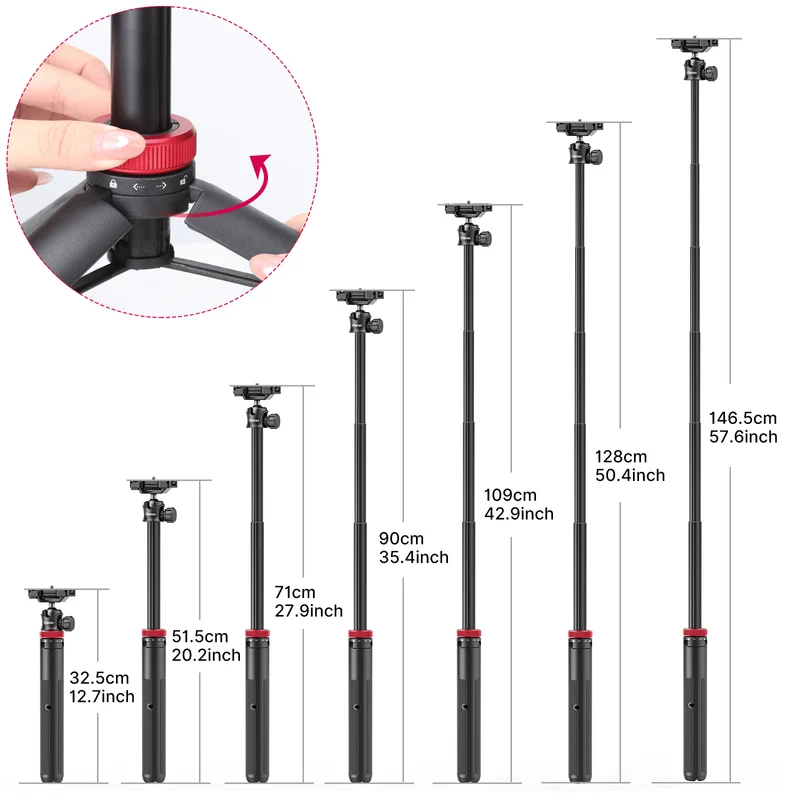 Ulanzi MT-44 Selfie-Stick-Stativ für Telefon und Kamera - 146 cm