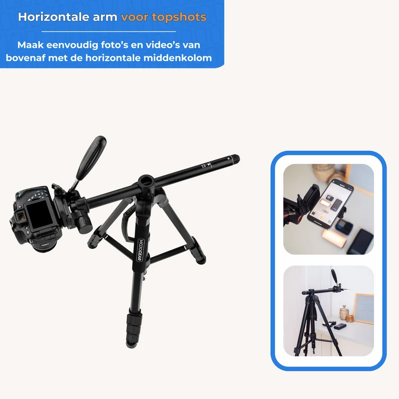 MOJOGEAR 179 cm 3-in-1-Kamera- und Telefonstativ: Dreibein, Einbeinstativ und horizontaler Arm