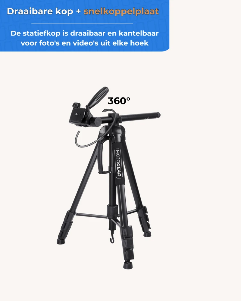 MOJOGEAR 179 cm 3-in-1-Kamera- und Telefonstativ: Dreibein, Einbeinstativ und horizontaler Arm