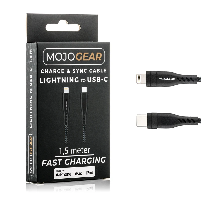 MOJOGEAR MINI XL Schnellladeset für iPhone & iPad: 20.000 mAh XL Powerbank + Lightning-auf-USB-C-Kabel