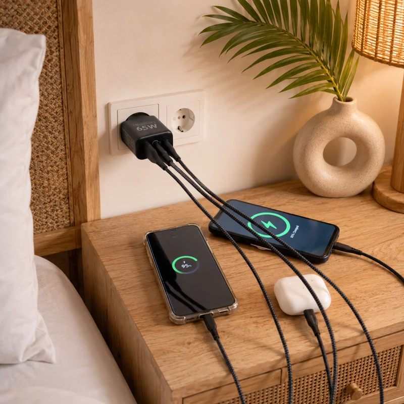 MOJOGEAR CHARGE+ Combo: 65W Ladegerät mit 1,5 Meter USB-C Kabel | Passend für Samsung/iPhone 15/16