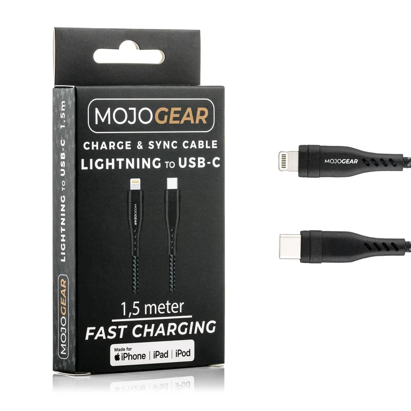 MOJOGEAR Schnellladeset für iPhone & iPad: 10.000 mAh MINI Extra Fast Power Bank + Lightning-auf-USB-C-Kabel