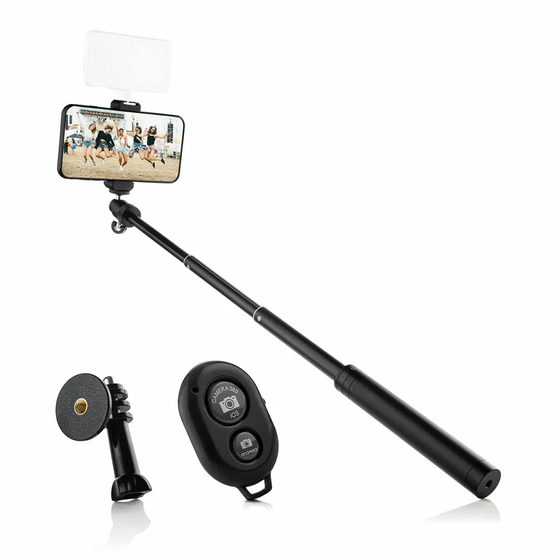 MOJOGEAR superstabiler Selfie-Stick mit Bluetooth-Fernbedienungs-KIT