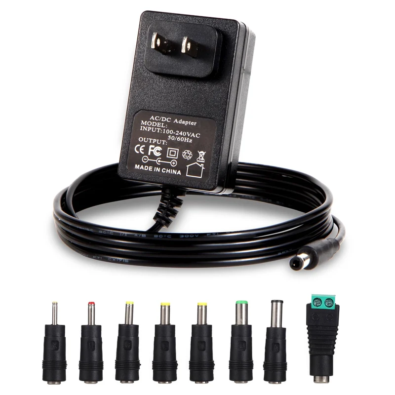 15V 1.5A 1A Power Supply AC DC Adapter with 8 Interchangeable DC Plug, Universal 15 Volt Power Cord, Charger 100240v, 50/60HZ,