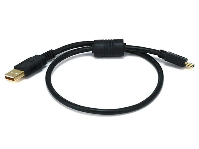 Monoprice 1.5Feet USB 2.0 A Male to MiniB 5pin Male 28/24AWG Cable with Ferrite Core (Gold Plated) (105446),Black