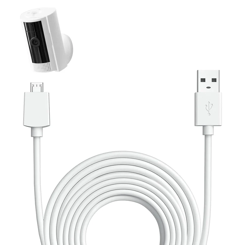 Ring Camera 10 ft USBA to Micro USB Power Cable for Indoor Cam (2nd Gen) White