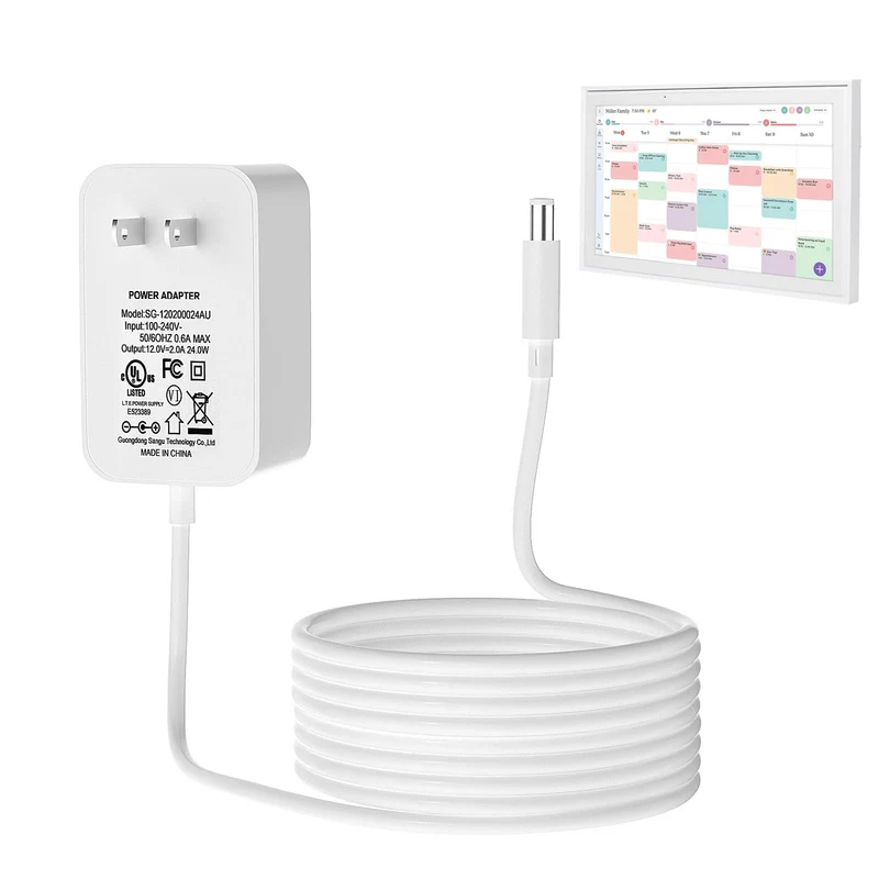 12V Power Cord for Skylight Calendar Compatible with Skylight Calendar 15 Inch Power Adapter Charger