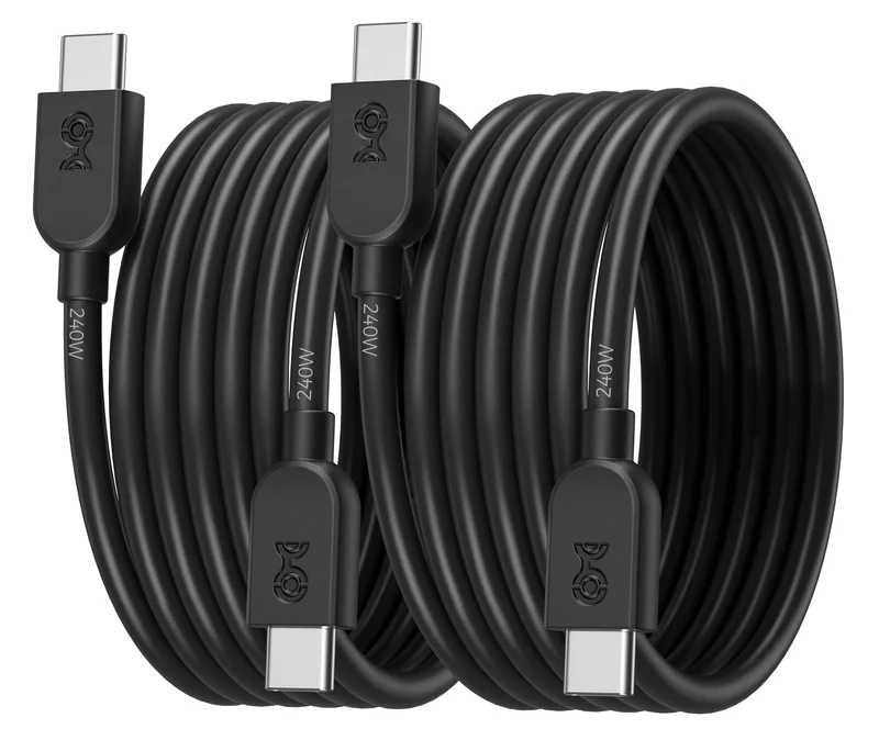 Cable Matters 2Pack 240W USB C Charging Cable, 6ft, Black