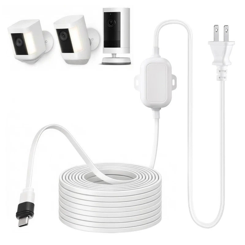 25ft USB C Power Adapter for Ring Spotlight Cam Plus/Pro (Battery) & Ring Outdoor Cam Plus (Battery), Outdoor Weatherproof Charg