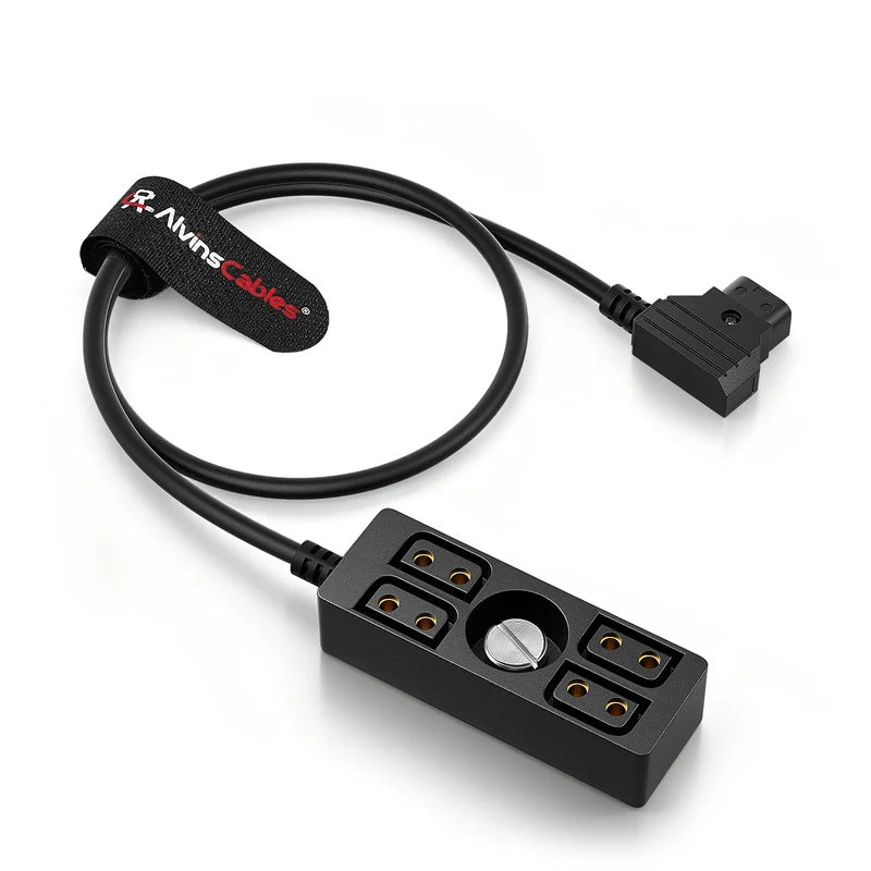 Alvins Cables Dtap Splitter with Screw Power Cable for VMount|GoldMount Battery, Dtap Male to 4 Port D Tap Female Splitter Hu