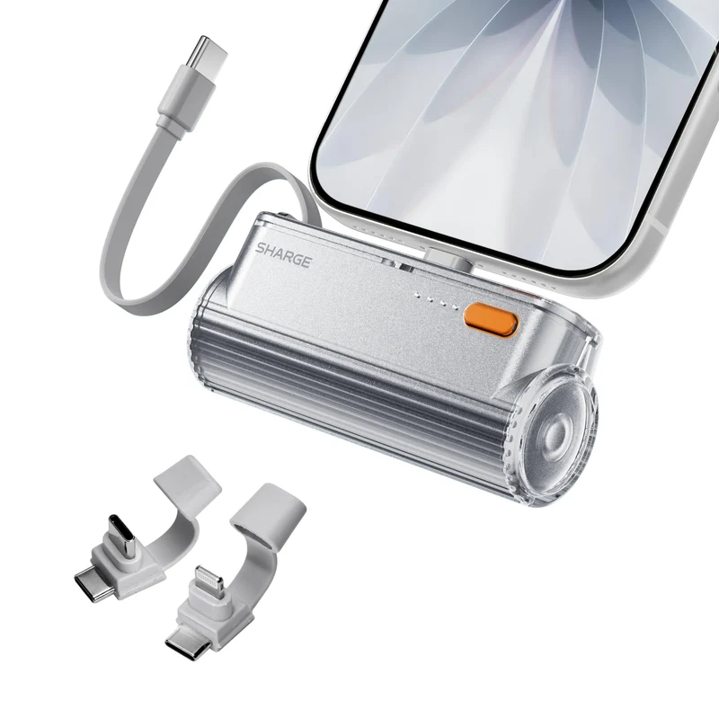 sharge Mini Portable Charger 5800mAh, Power Bank with Builtin USBC Cable