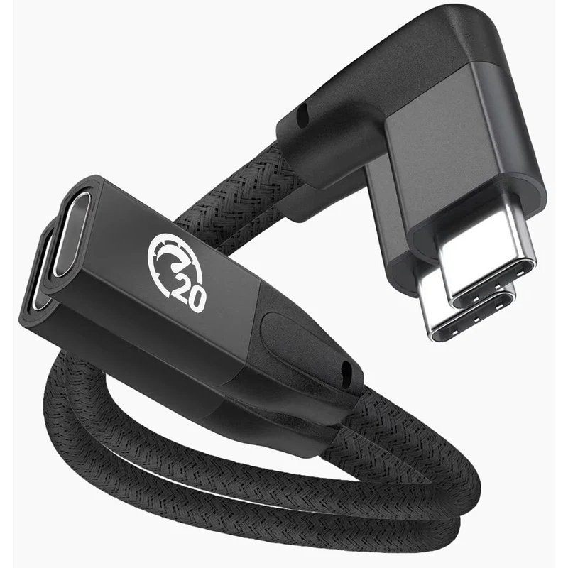 Right Angle USB C Extension Cable 0.6FT 2Pack, USBC 3.2 Male to Female