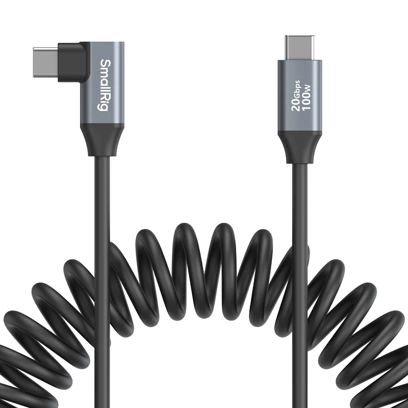 SMALLRIG USBC to USBC Coiled Data Cable (Straight to Angled) 4792