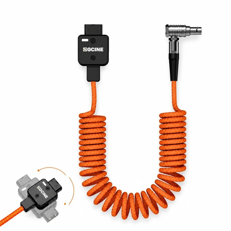 ZGCINE DTLM DTap to LM 2Pin Male Coiled Power Cable for RED/for ARRI