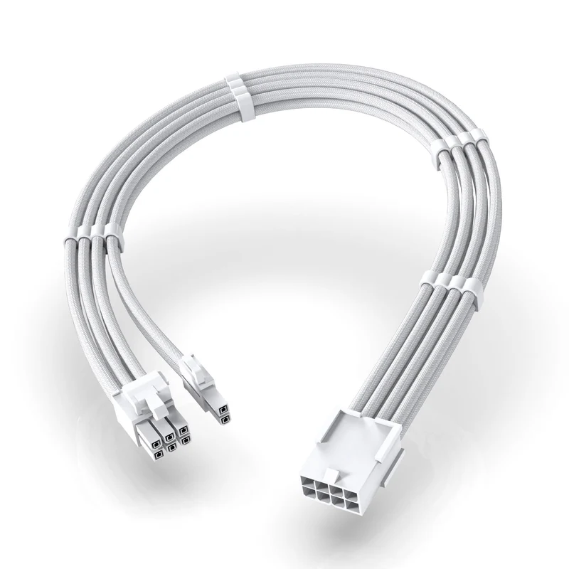 EZDIYFAB PCIe 8Pin GPU Extension Cable, Female to 6+2 Male, 30cm, White