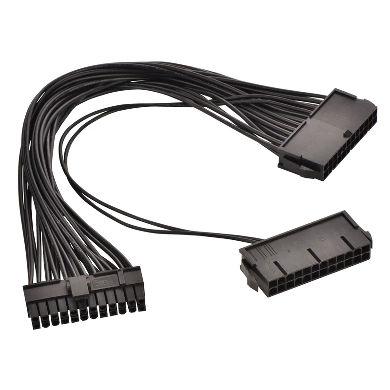 Optimal Shop 24 Pin Main Second Dual PSU ATX Power Supply Motherboard Adapter Cable