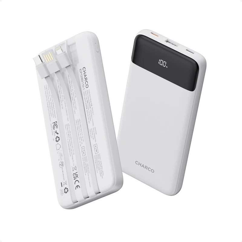 CHARCO Portable Charger Power Bank with Built in Cable 10000mAh