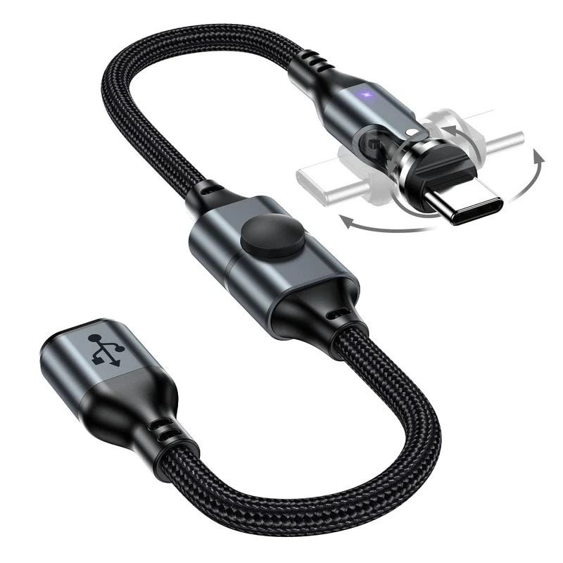 VAFOTON USB C Extension Cable with Switch/USB C Extender (PD240w/1ft)