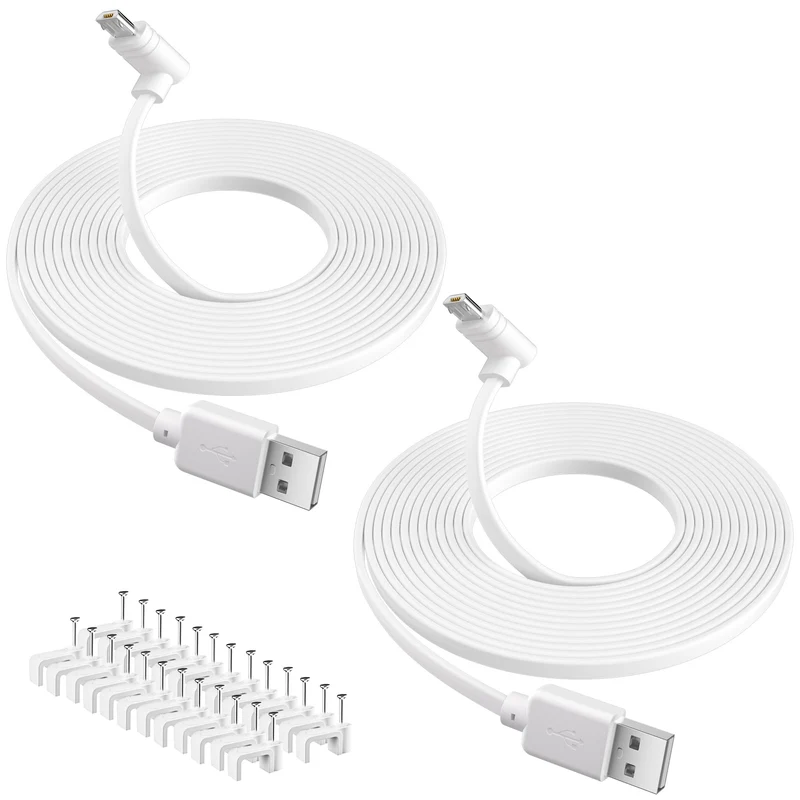 Camera Power Cable 12FT (2Pack), Compatible with Wyze Cam Pan V3, Arlo Essential, Blink Outdoor (3rd Gen), 90 Degree LShape Mi