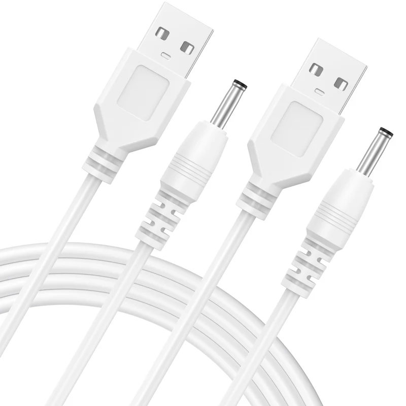 Vanjua 2 Pack USB TypeA Male to 3.5 x 1.35mm DC 5V 1A Plug Barrel Connector Charge Cable for USB Fans Desk Lamps Mini Charging