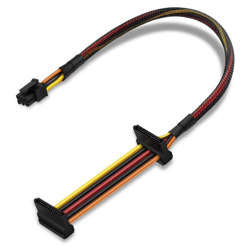 COMeap SATA Power Cable, RightAngle SATA 15 Pin x2 to Mini 6 Pin ATX Adapter for Dell CT1250/ ECT1205/ ECT1250/ QCT1250/ QCS125