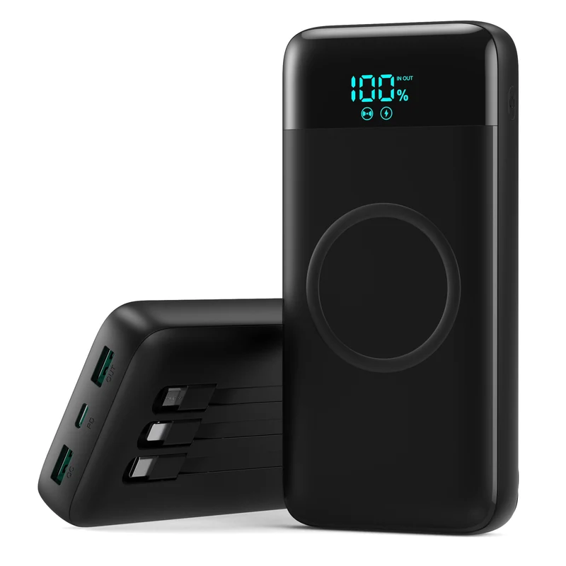 Wireless Portable Charger Power Bank 40800mAh Travel Essentials with Cables
