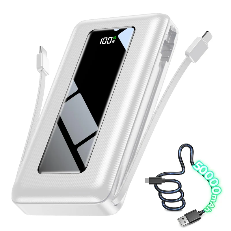 JKELAR Portable Charger Power Bank 50000mAh with Builtin Cables