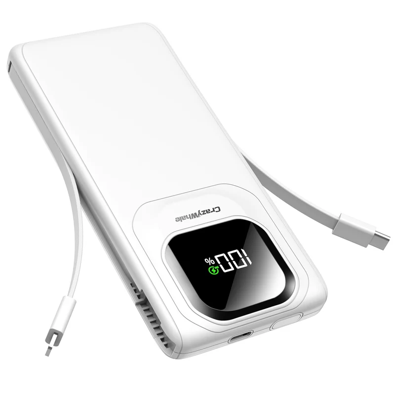 Crazywhale Portable Charger with Builtin Cables,22.5W Super Fast Charging Power Bank Slim Phone Charger,10000mAh Travel Battery