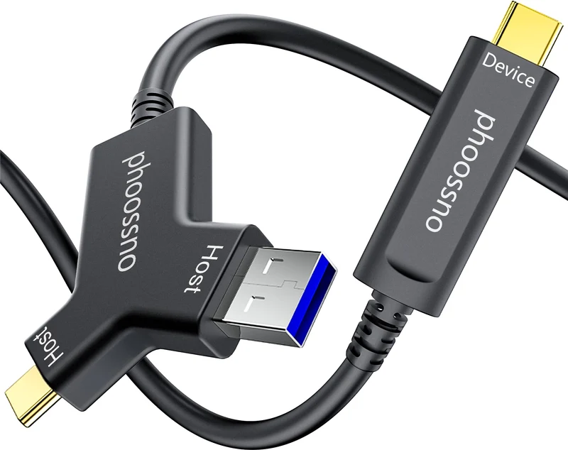 Conference System Dedicated USB3.2 Active Optical Cable 50FT,USB A&C to C Cable,One replaces two,10Gbps Long Distance for Webcam