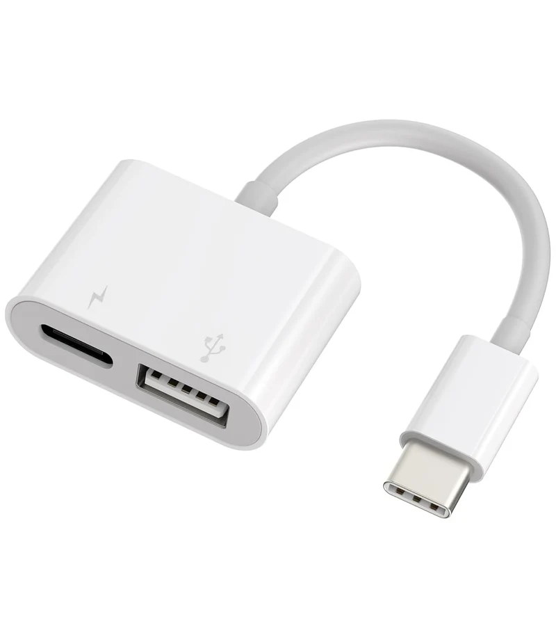 Apple USBC to USB Adapter with 100W Charging Port for iPhone 15 16 17 MacBook Pro Air iMac iPad mini Pro, MFi Certified USB OTG